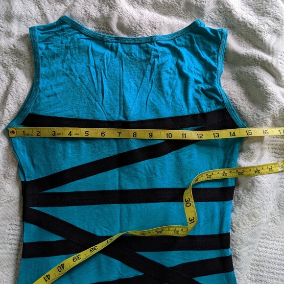 Vintage minidress bright teal Sz. XS - Picture 3 of 7